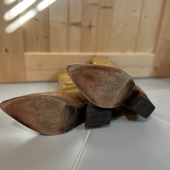 GOLO WOMEN'S CONTRASTING INLAID SUN WESTERN BOOTS - ROUND TOE - Picture 8 of 9